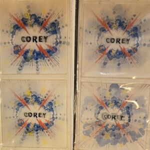 Stravina Zany Namz Corey Hologram Action Name Stickers (4-pack) Bundle of 8